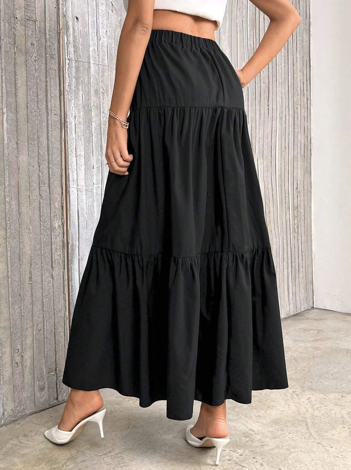 SOERA Idalia High Waist Flounce Hem A-Line Skirt - Skirts - Black XS
