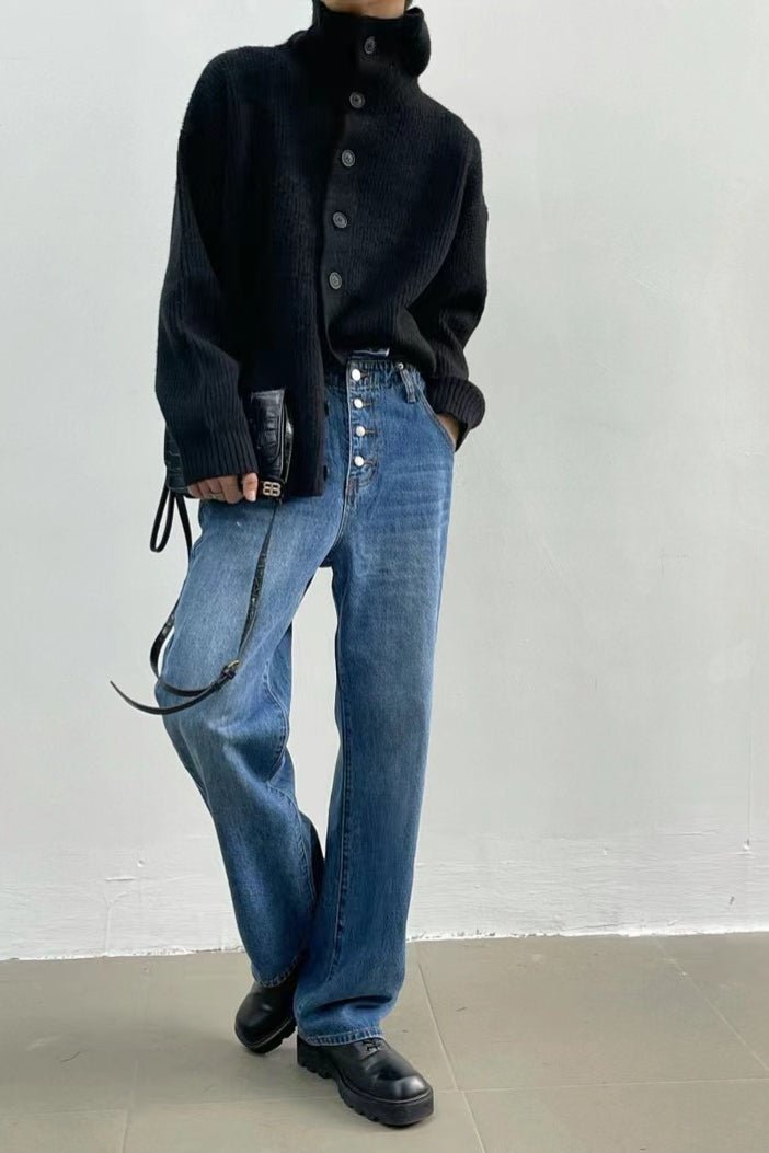 SOERA Donna Ribbed Funnel Neck Cardigan - Sweaters & Cardigans - kW1770276357232426109 Black One Size