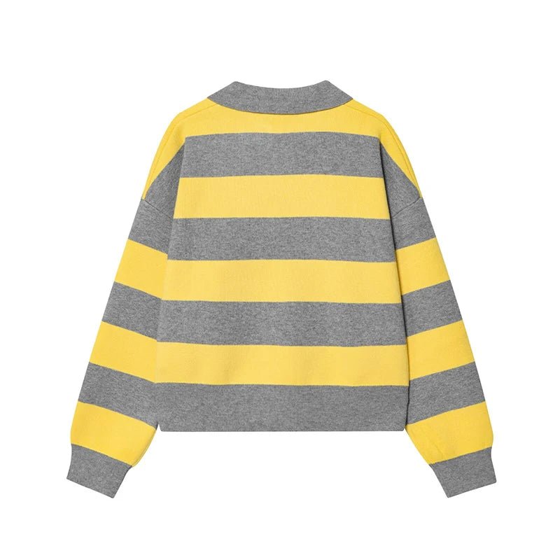 SOERA Elena Striped Polo Neck Sweater - Sweaters & Cardigans - Yellow M