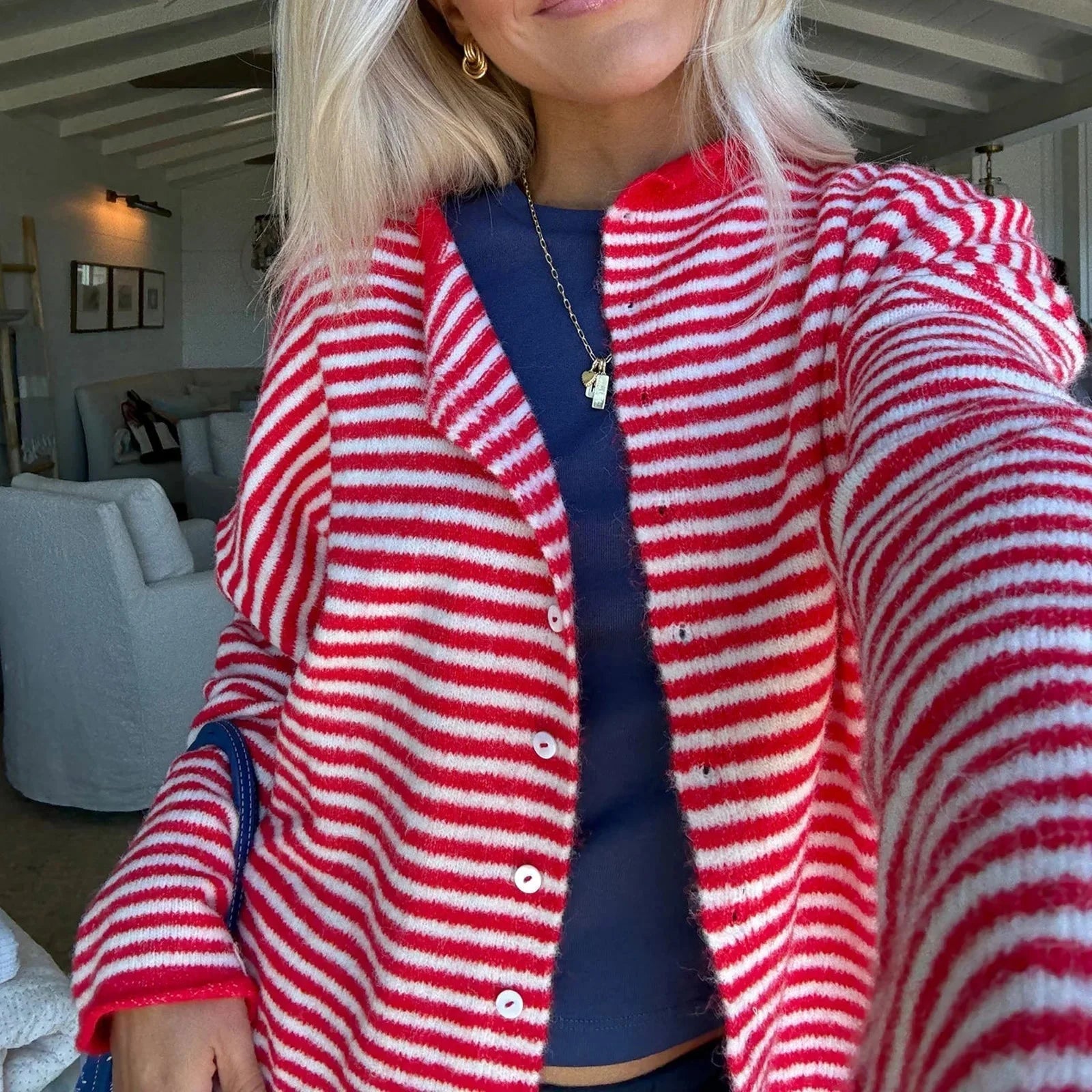 SOERA Sofia Striped Cardigan - Sweaters & Cardigans - Brown S