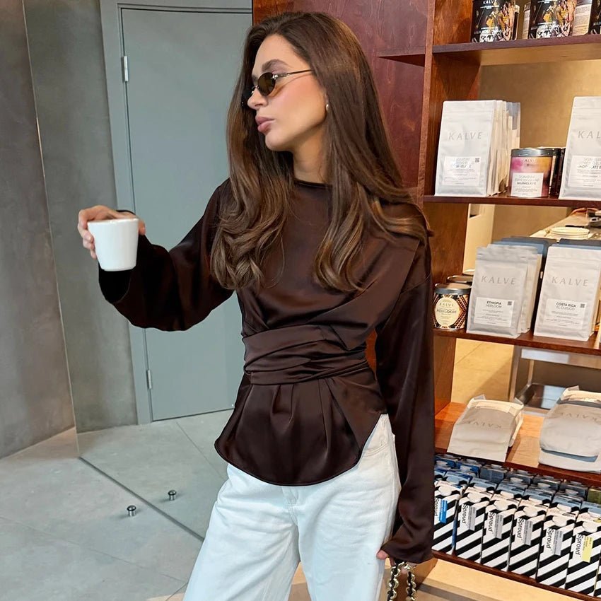 SOERA Aubrey Tie Back Satin Blouse - Tops - kZ1774532669740241574 S