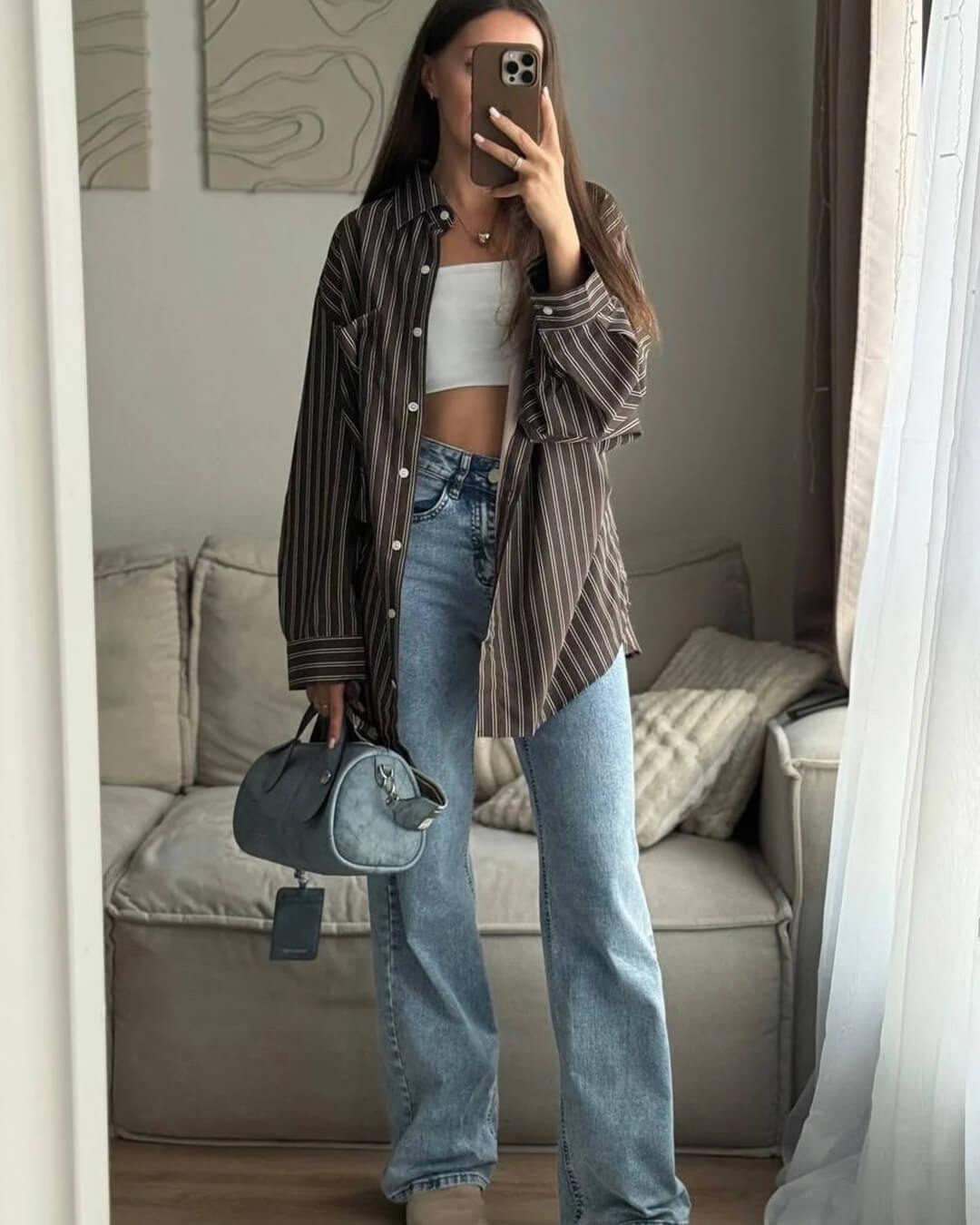 SOERA Gaile Bat Sleeve Striped Shirts - Tops - NL1774532669745133599 Brown S