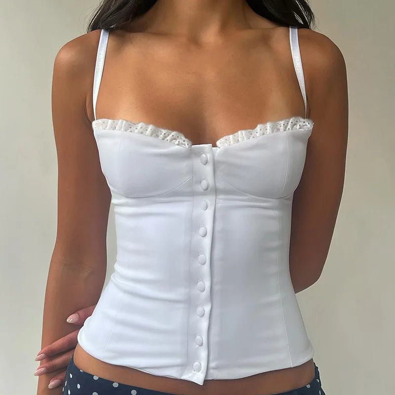 SOERA Viviana Lace Patchwork Corset Top - Tops - White S