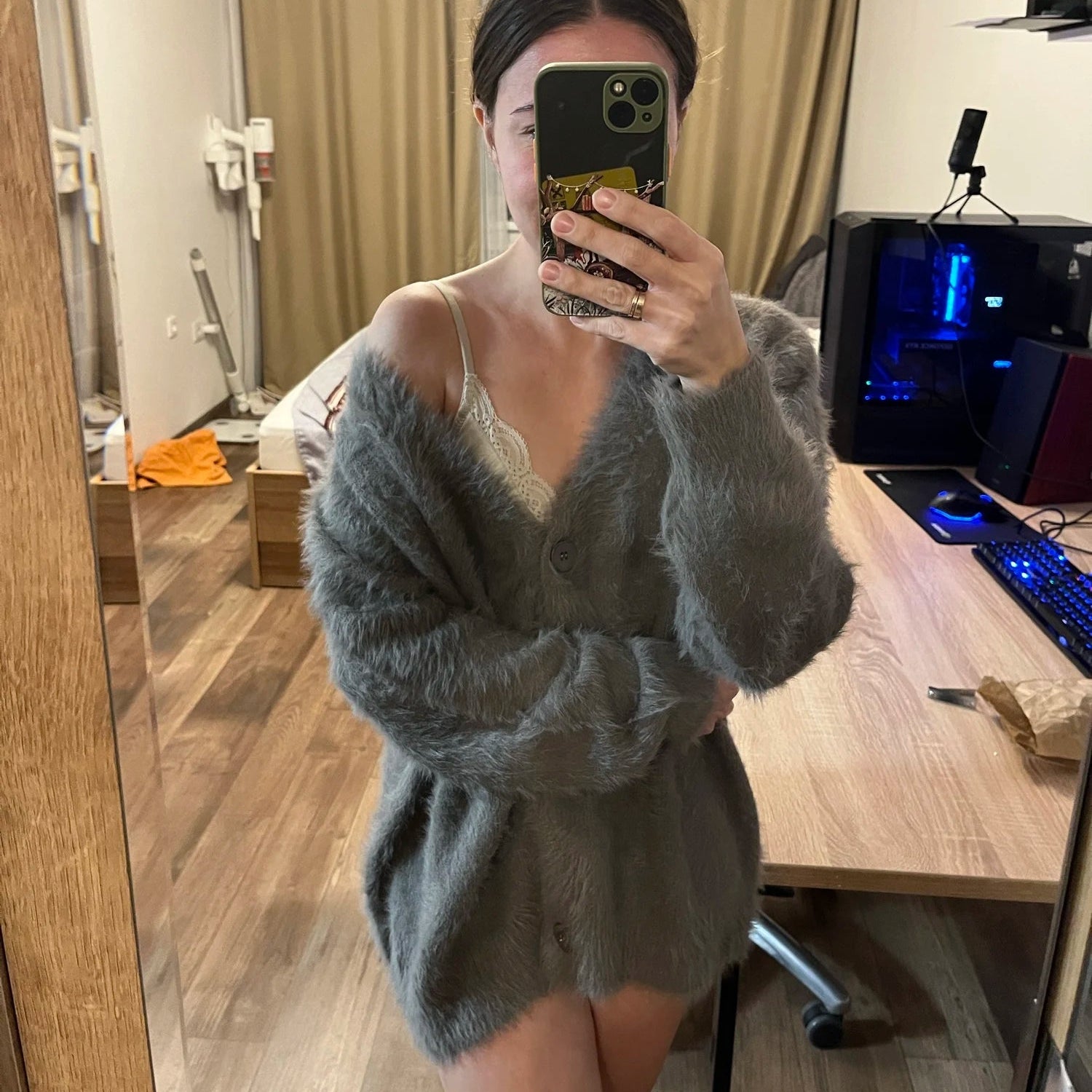 Przytulny dzianinowy kardigan Terry