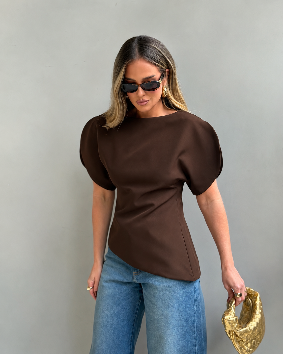 Top Sienna tricot z bufiastymi rękawami