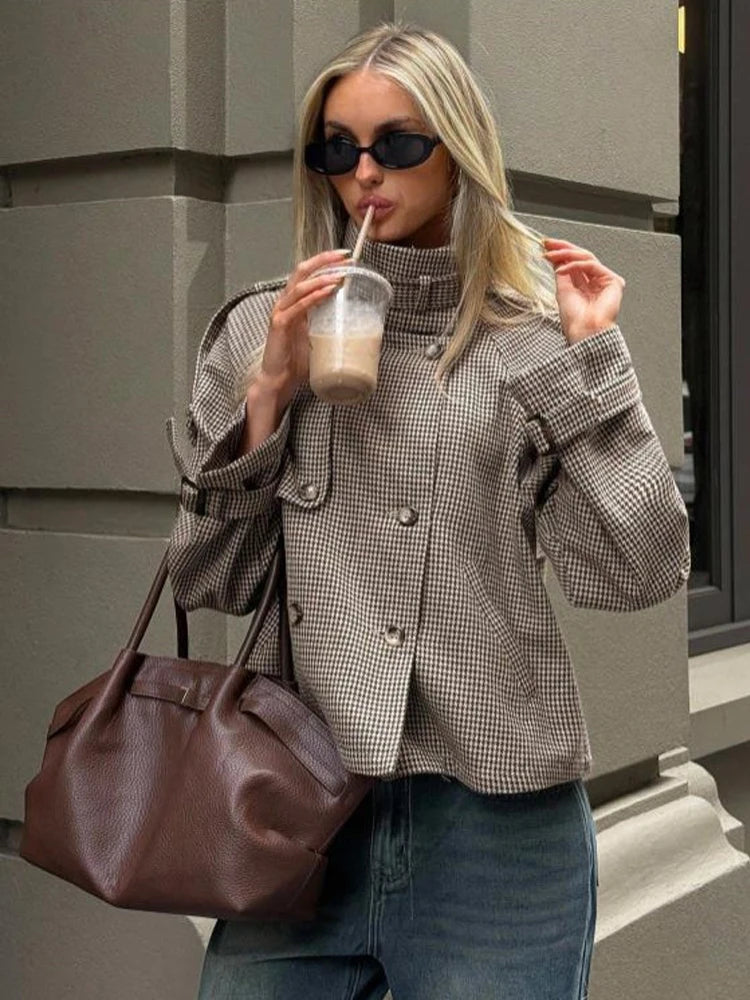 Denise Houndstooth Cropped Jacket
