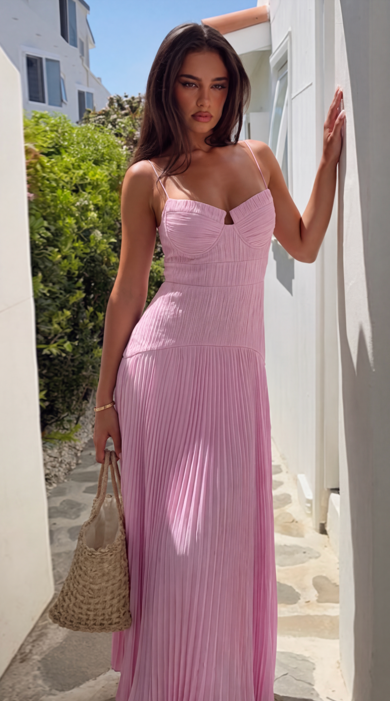 Sophia crinkle szyfonowa suknia maxi
