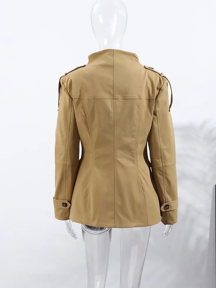 Slim Fit Trench Coat for Women - Vintage-Inspired Jacket with Pockets 5
