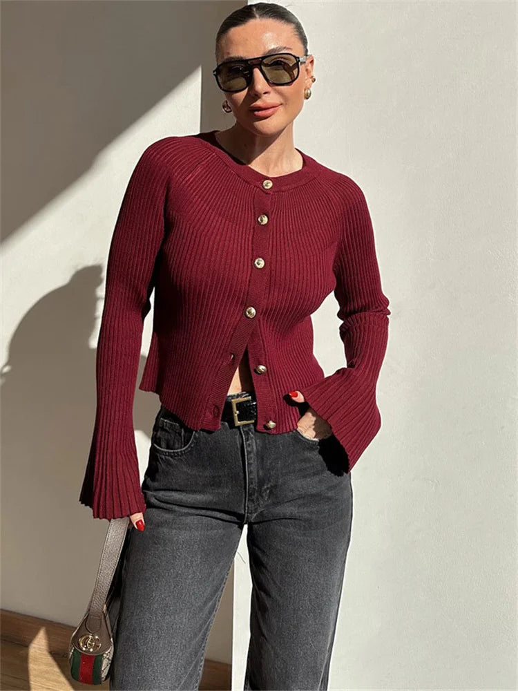 Tossy Women's White Long Cardigan Sweater - Ribbed Knitwear, Loose Fit, Long Sleeve, Patchwork Design 4