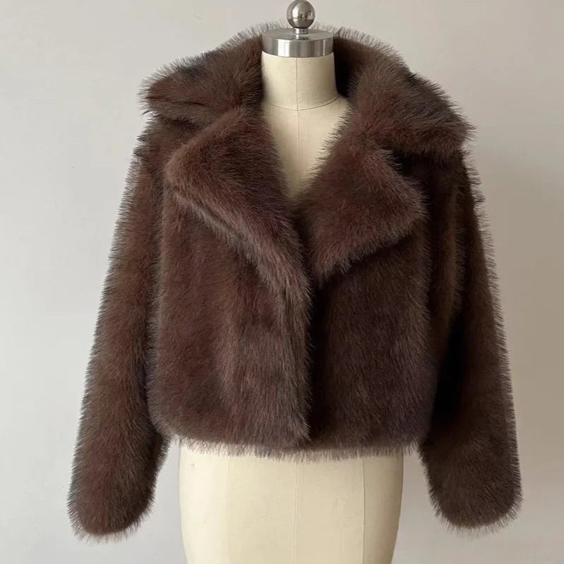 Women's Cozy Faux Fur Coat - Stylish Winter Coat with Turn-Down Collar 5