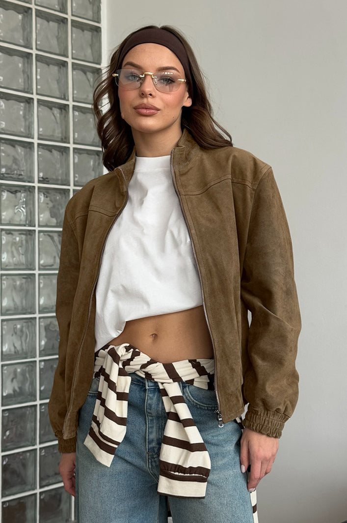 Alavsha Vintage khaki zamszowa kurtka