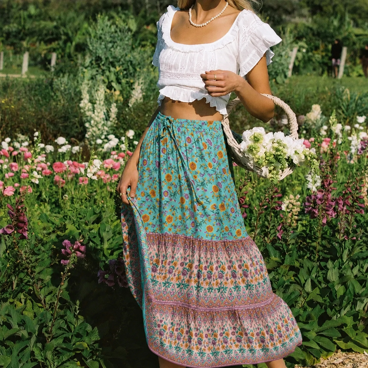 Bianca Floral Print Boho Beach Skirt