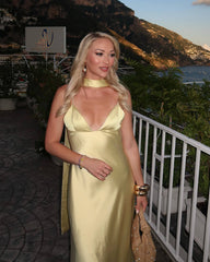 Satynowa sukienka maxi Bianca z szalem
