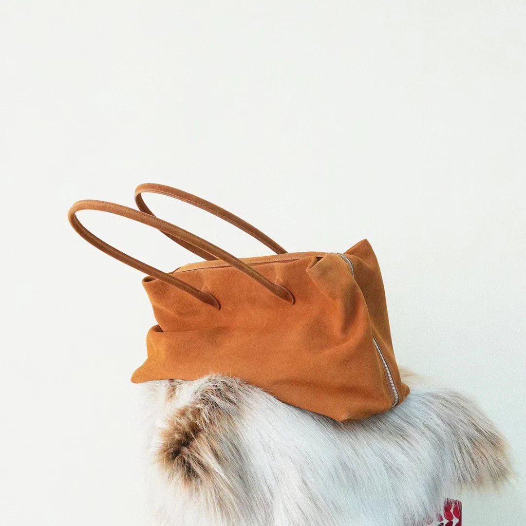 SOERA Carly Frosted Suede Tote Bag - Bag -  Beige 40 x 17 x 25 cm