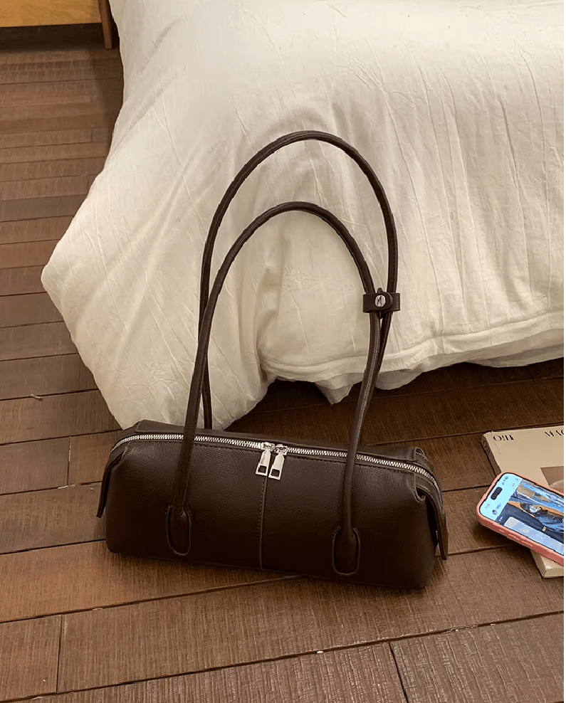 SOERA Julie Cylindrical Leather Shoulder Bag - Bag -  Coffee