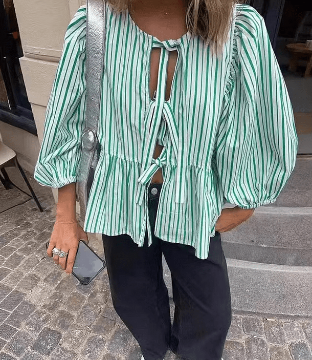SOERA Emma Striped Puff Sleeve Blouse - Blouse - SOERA-025795-DEF-OS-28132 S