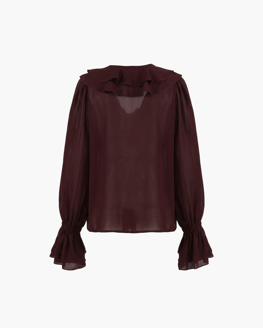SOERA Linda Tie Neck Ruffled Blouse - Blouse - SOERA-414531-BUR-S-88995 Burgundy S