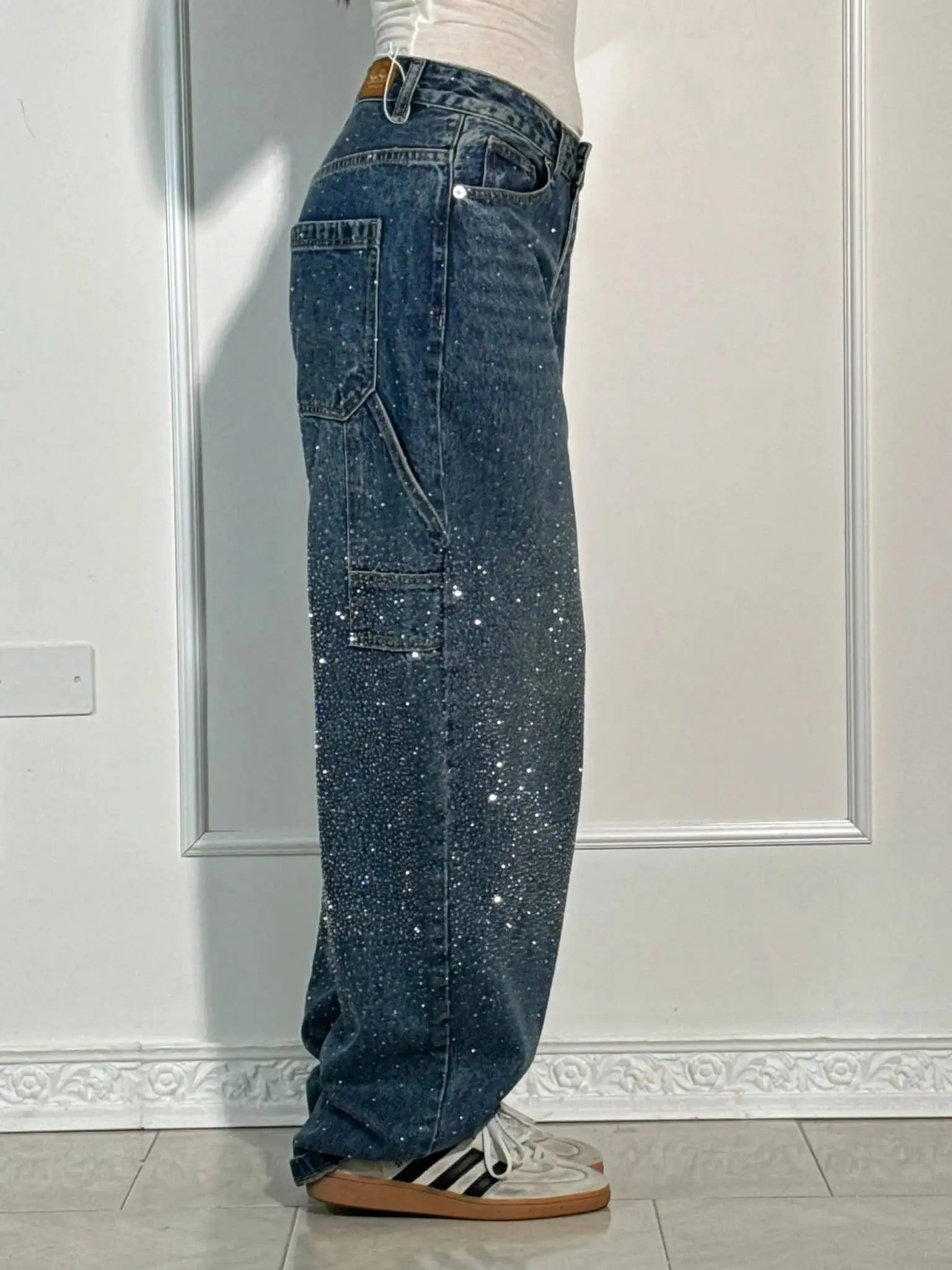 SOERA Jeremy Sparkling Baggy Cargo Denim Pants - Bottoms - 1005010005060881-;qP1768904312307691001 Light Wash S