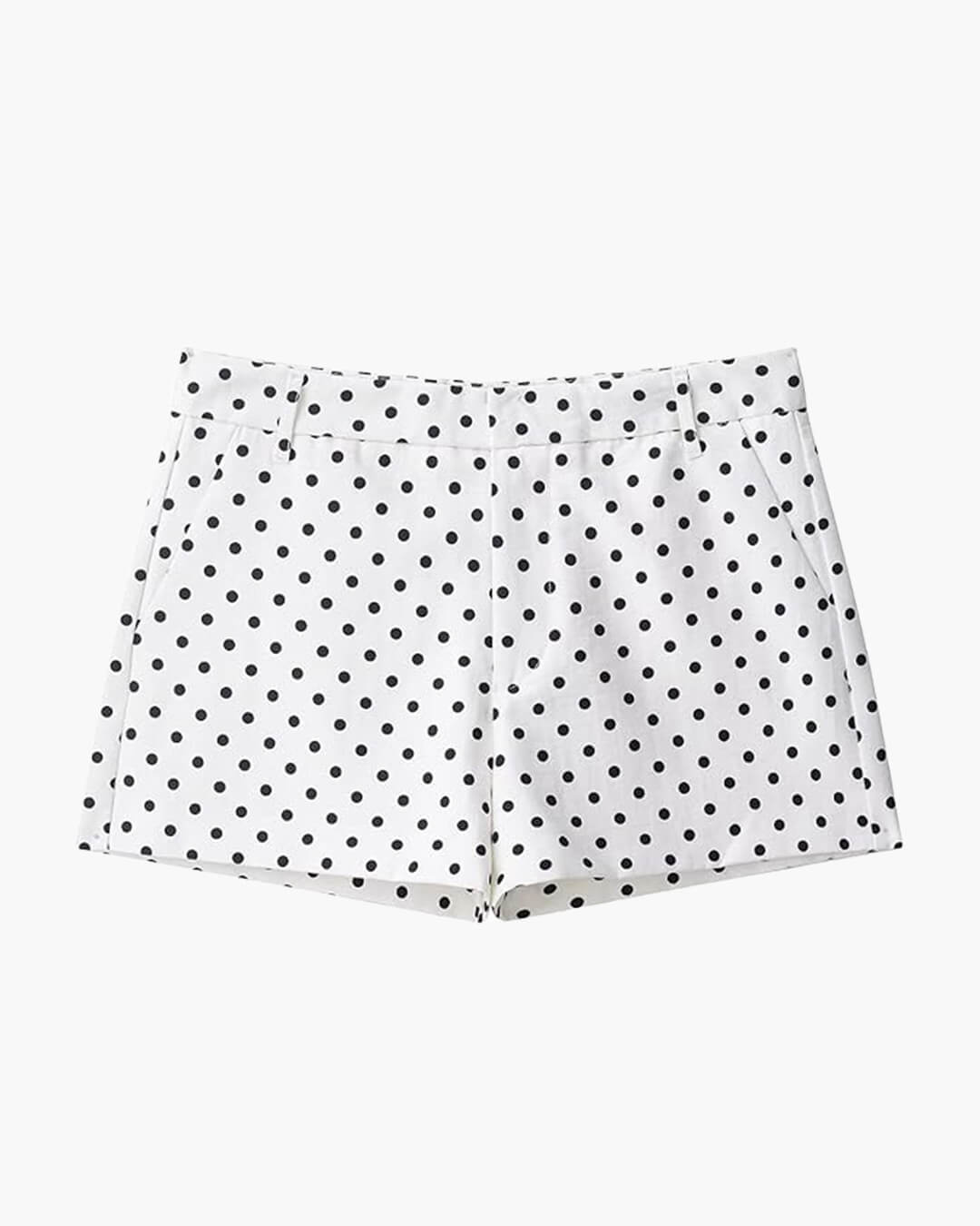 SOERA Jillian Polka Dot Mid - Rise Shorts - Bottoms - 1005009666079891-;vb1775592293071062464 White XS