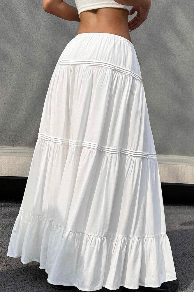 SOERA Marcella Tiered Ballet Maxi Skirt - Bottoms -  White L