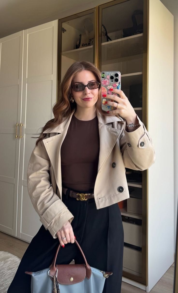 SOERA Natalie Cropped Double Breasted Trench Coat - Coat - SOERA-283267-KHA-XS-33891 Beige XS