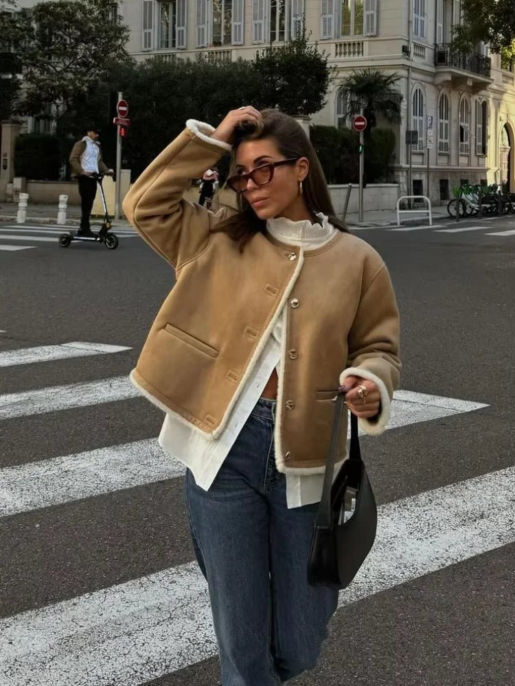 SOERA Aralyn Faux Fur Suede Coat - Coats & Jackets - 1005009972956325-;hV1764887228032067299 Beige XS