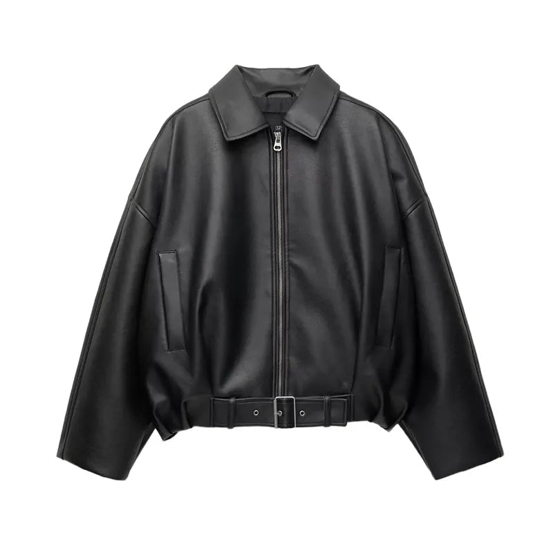 SOERA Carine Leather Moto Jacket - Coats & Jackets - 1005010155324280-;Gi1770303445158463965 Brown L