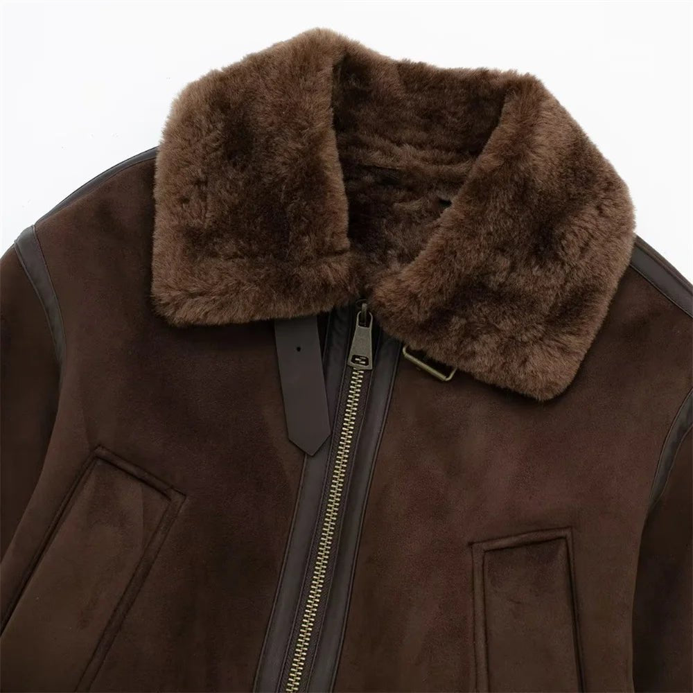 SOERA Esme Suede Short Bomber Jacket - Coats & Jackets - 1005006086971689-;pB1764703453922611997 Brown M