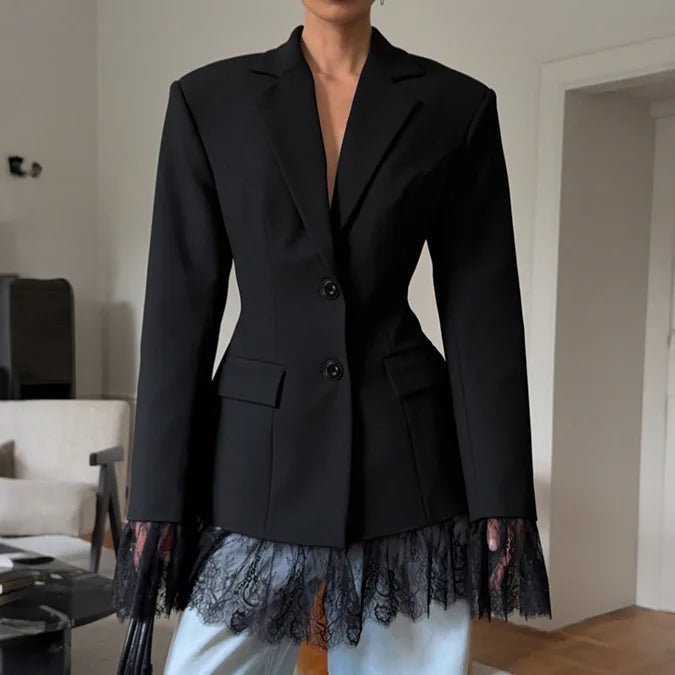 SOERA Joanna Blazer with Lace Details - Coats & Jackets - 1005010550660881-;gj1768905117858997955 Black S