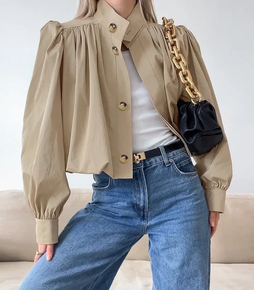 SOERA Karina Cropped Pleated Jacket - Coats & Jackets - 1005010257602670-;zP1774012027014405930 L