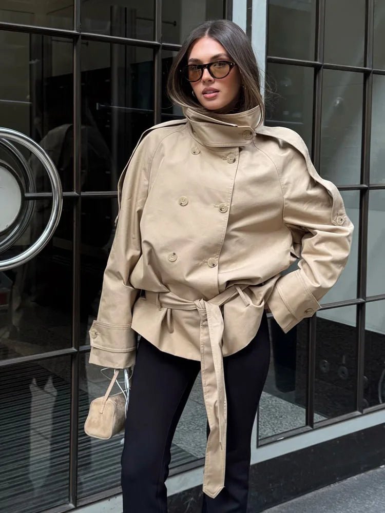 SOERA Portia High Neck Lace Up Coat - Coats & Jackets - 1005011887855759-;ri1775552730007323489 XS