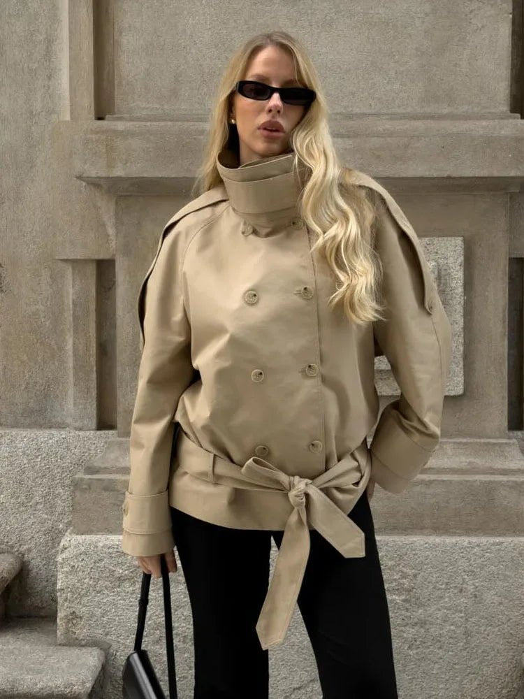 SOERA Portia High Neck Lace Up Coat - Coats & Jackets - 1005011887855759-;ri1775552730007323489 XS