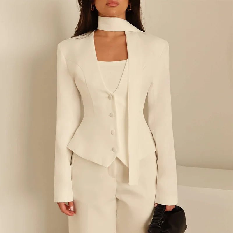 SOERA Scarlett Scarf Blazer Coat - Coats & Jackets - 1005010322628529-;oc1774012026628244912 Gray S