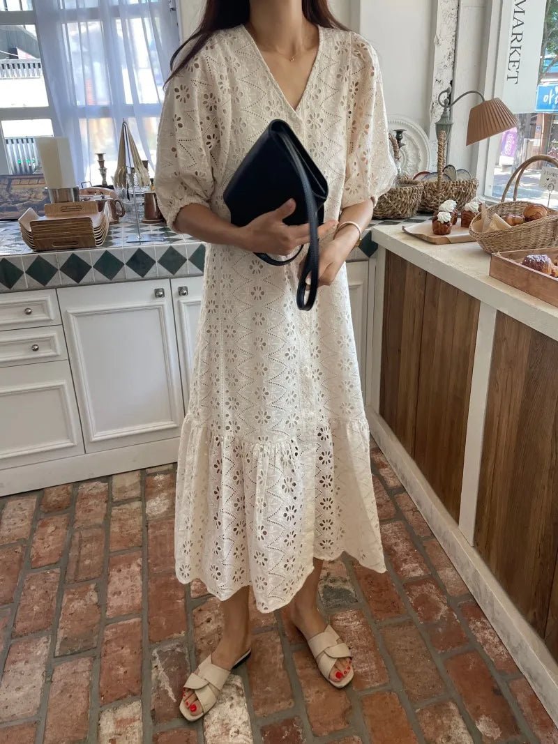 SOERA Beatrice V - Neck Embroidered Maxi Dress - Dress -  L