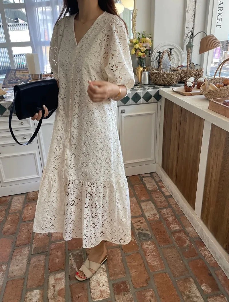 SOERA Beatrice V - Neck Embroidered Maxi Dress - Dress -  M