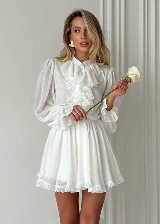 SOERA Brigitte Ruffled Mini Dress - Dress -  White S