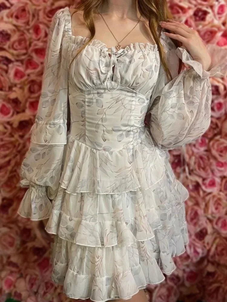SOERA Cate Square Neck Puff Sleeve Mini Dress - Dress -  White L