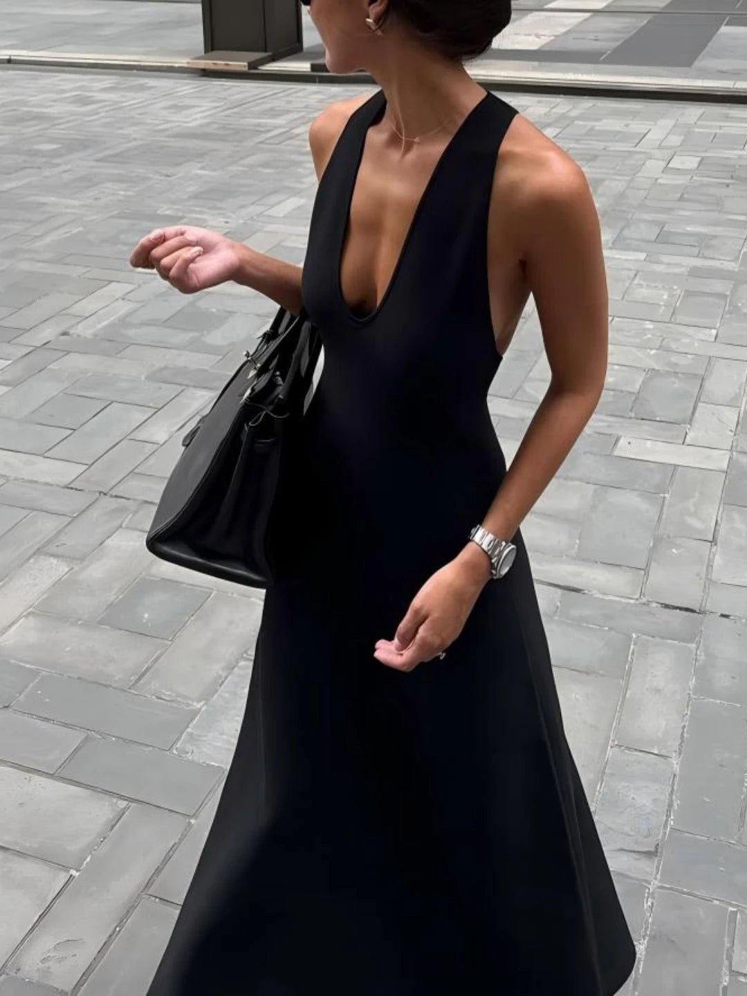 SOERA Celeste Deep V-Neck Halter Maxi Dress - Dress -  XS