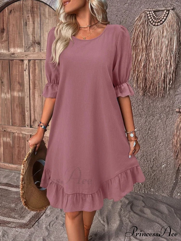 SOERA Celeste Ruffle Hem Smock Dress - Dress -  Pink S