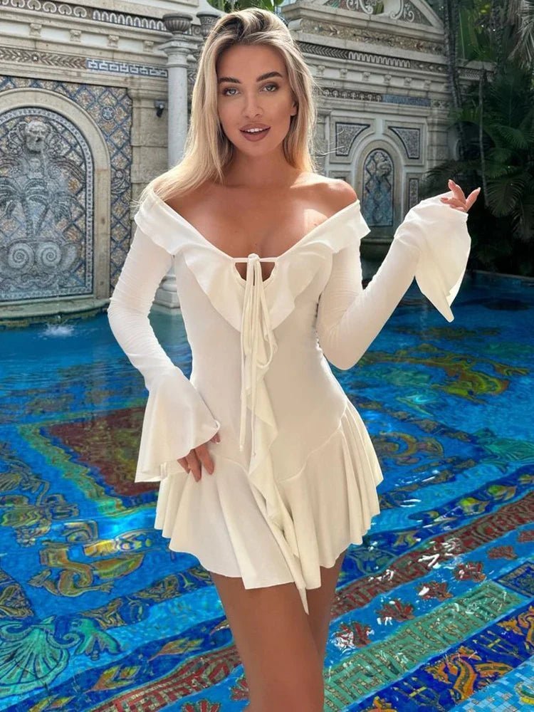 SOERA Iris V-Neck Ruffle Mini Dress - Dress -  XS