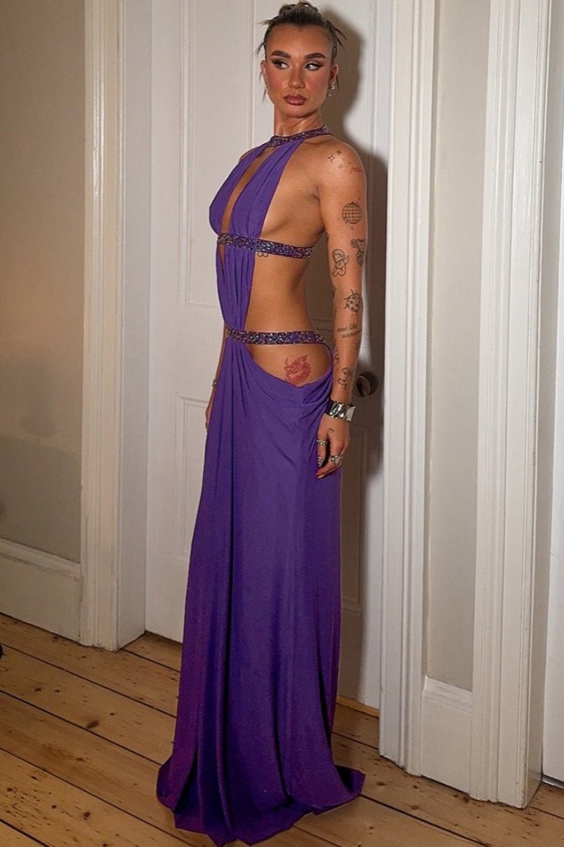 SOERA Isolde Ruched Cut Out Maxi Dress - Dress -  Purple L