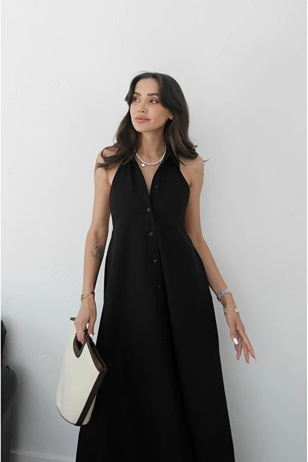 SOERA Kaya Halter Neck Elegant Maxi Dress - Dress -  Black XS