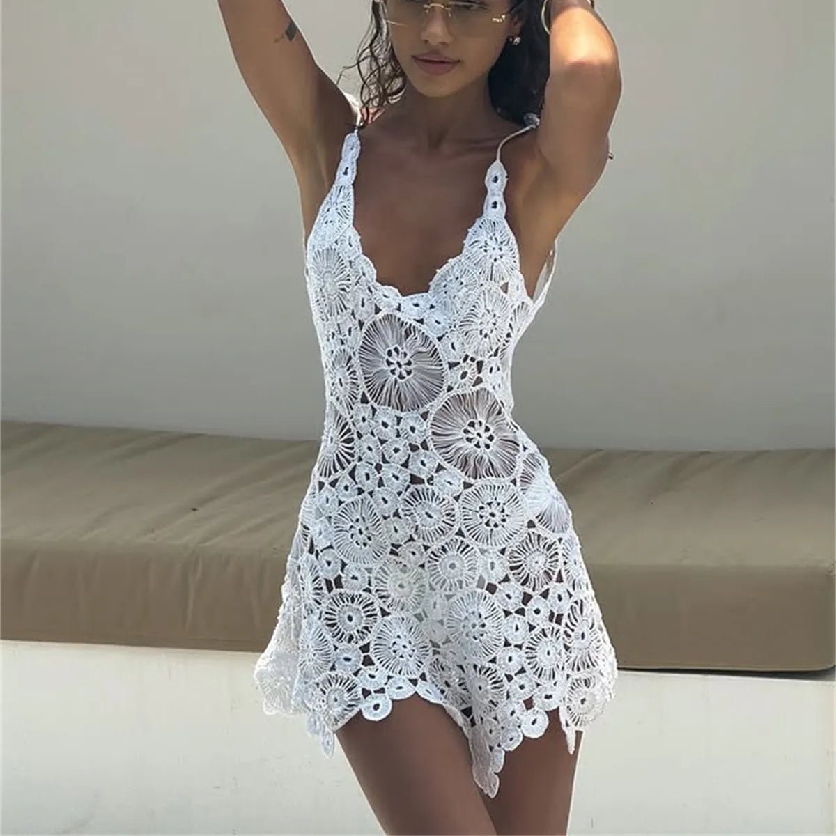 SOERA Marina Crochet Beach Dress - Dress - SOERA-526787-WHI-M-33283 White M