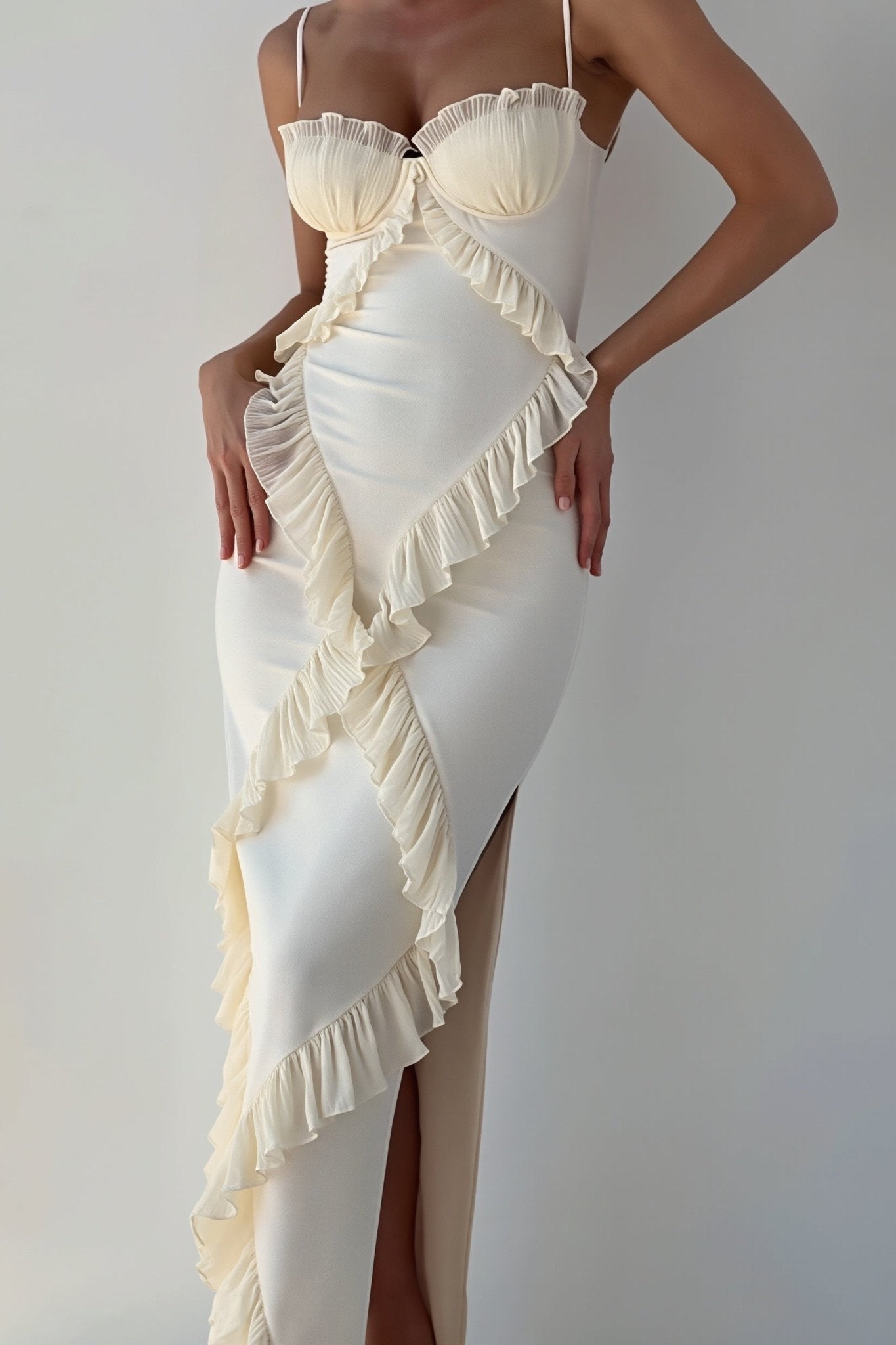 SOERA Natasha Lace Ruffle Maxi Dress - Dress - SOERA-340227-WHI-XS-17667 White XS