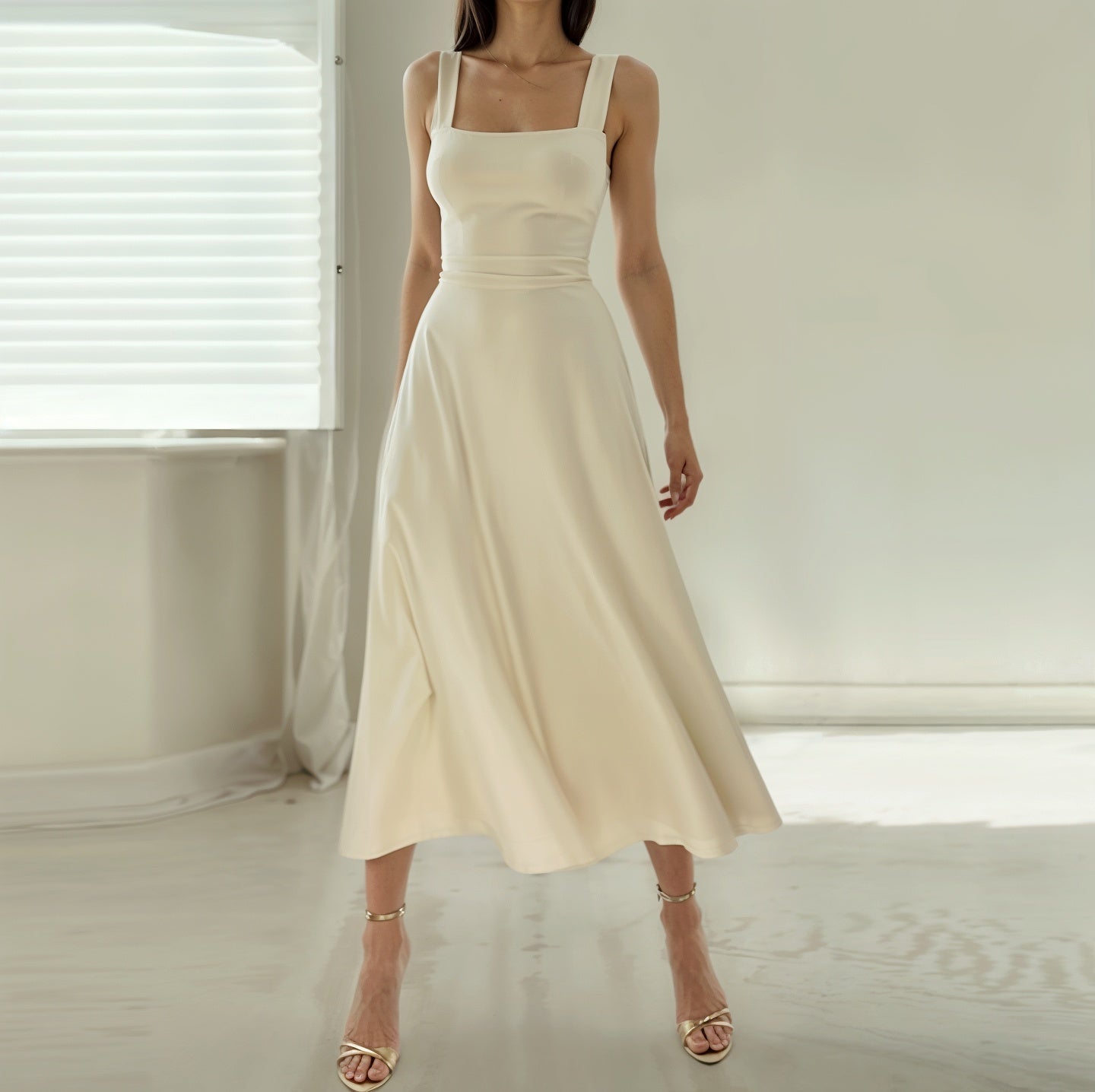SOERA Sophia Sleeveless Midi Dress - Dress -  White XS