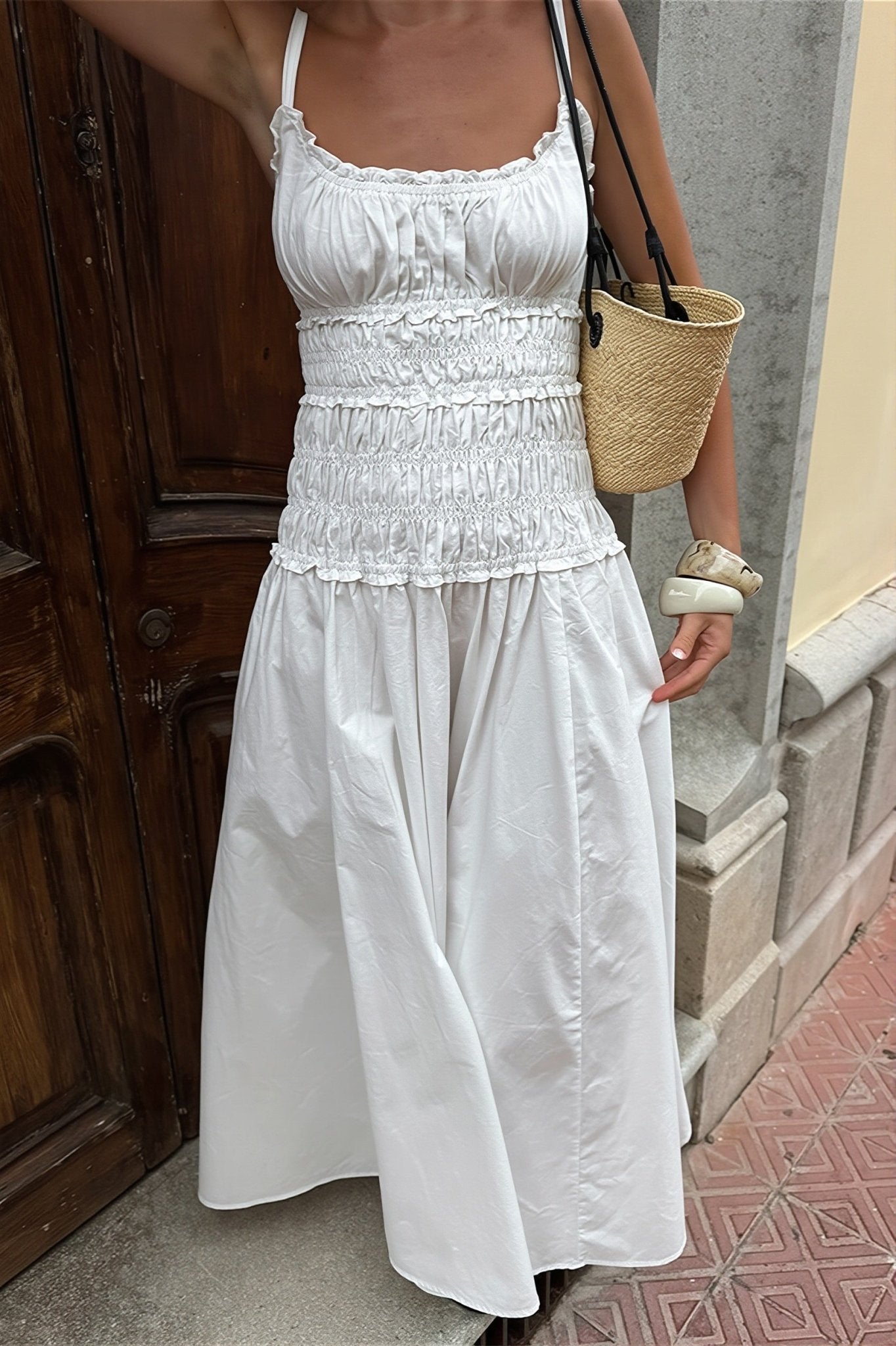 SOERA Sophia Square Neck Bodycon Maxi Dress - Dress - SOERA-012547-WHI-S-19363 White S