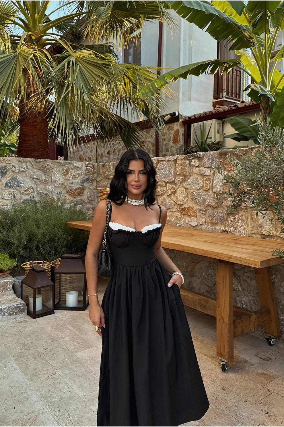 SOERA Alecto Pleated Spaghetti Strap Midi Dress - Dresses -  Black XS