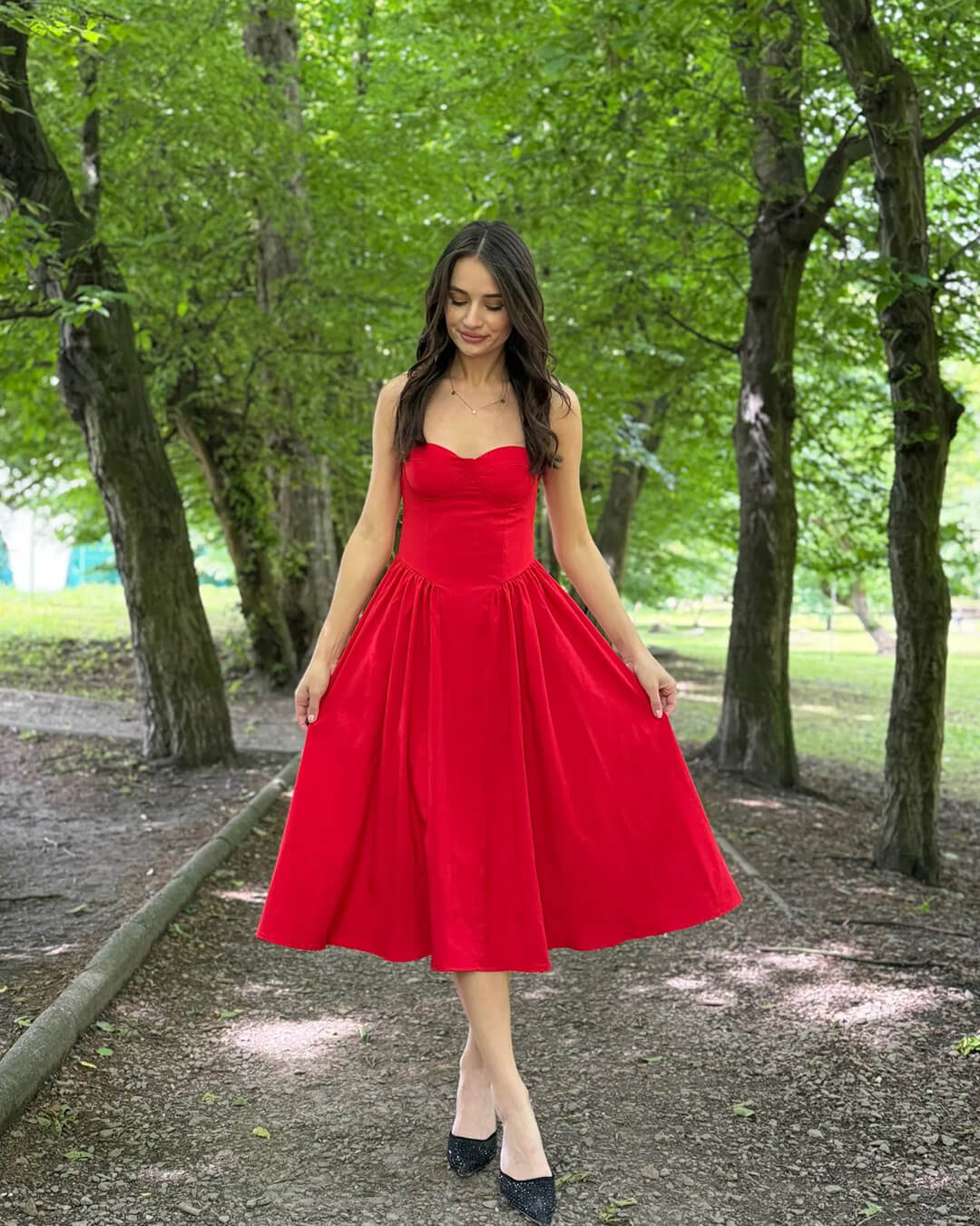 SOERA Annika Sleeveless Strap Midi Dress - Dresses - 1005006482995541-;et1770650334228728354 Red S