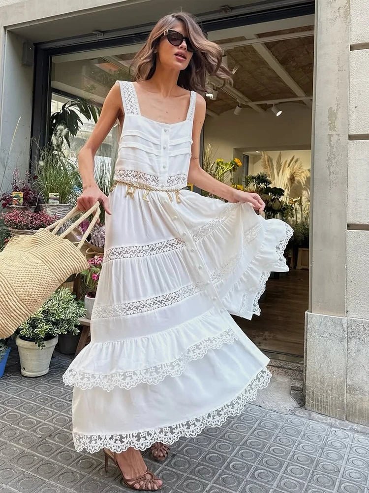 SOERA Bianca Tiered Lace Patchwork Maxi Dress - Dresses -  XS