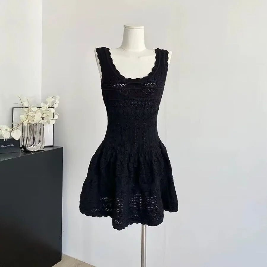 SOERA Celeste Hollow-Out Knitted Midi Dress - Dresses -  Black S
